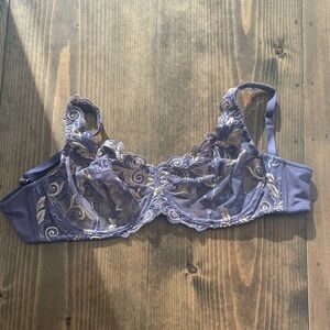 Soma Delicate Embroidered Lace Bra - Purple and Cream
